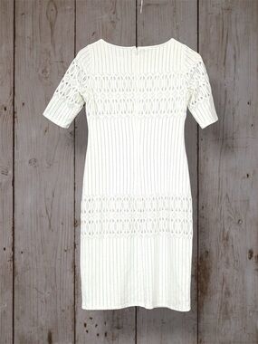 julia jordan White Crochet-Panel Midi Dress